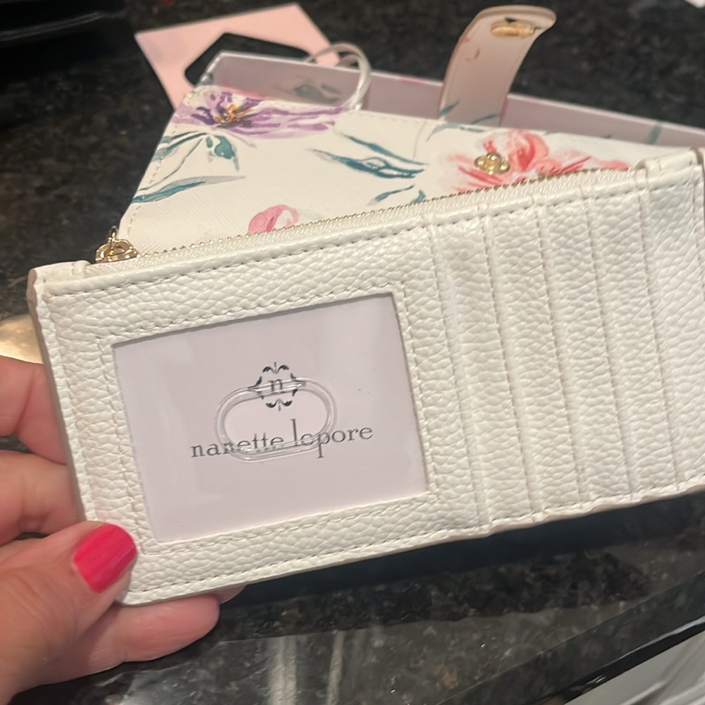 Nanette Lepore Cream Floral Wallet with Pink Accents - Picture 2 of 6